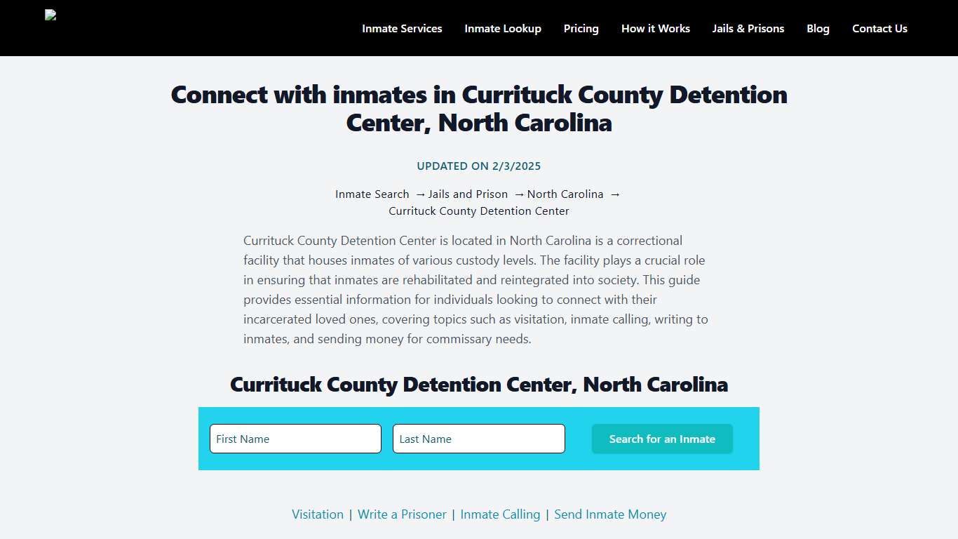 Currituck County Detention Center, North Carolina: Inmate Search, Visitation, Commissary, Letters, & Photos