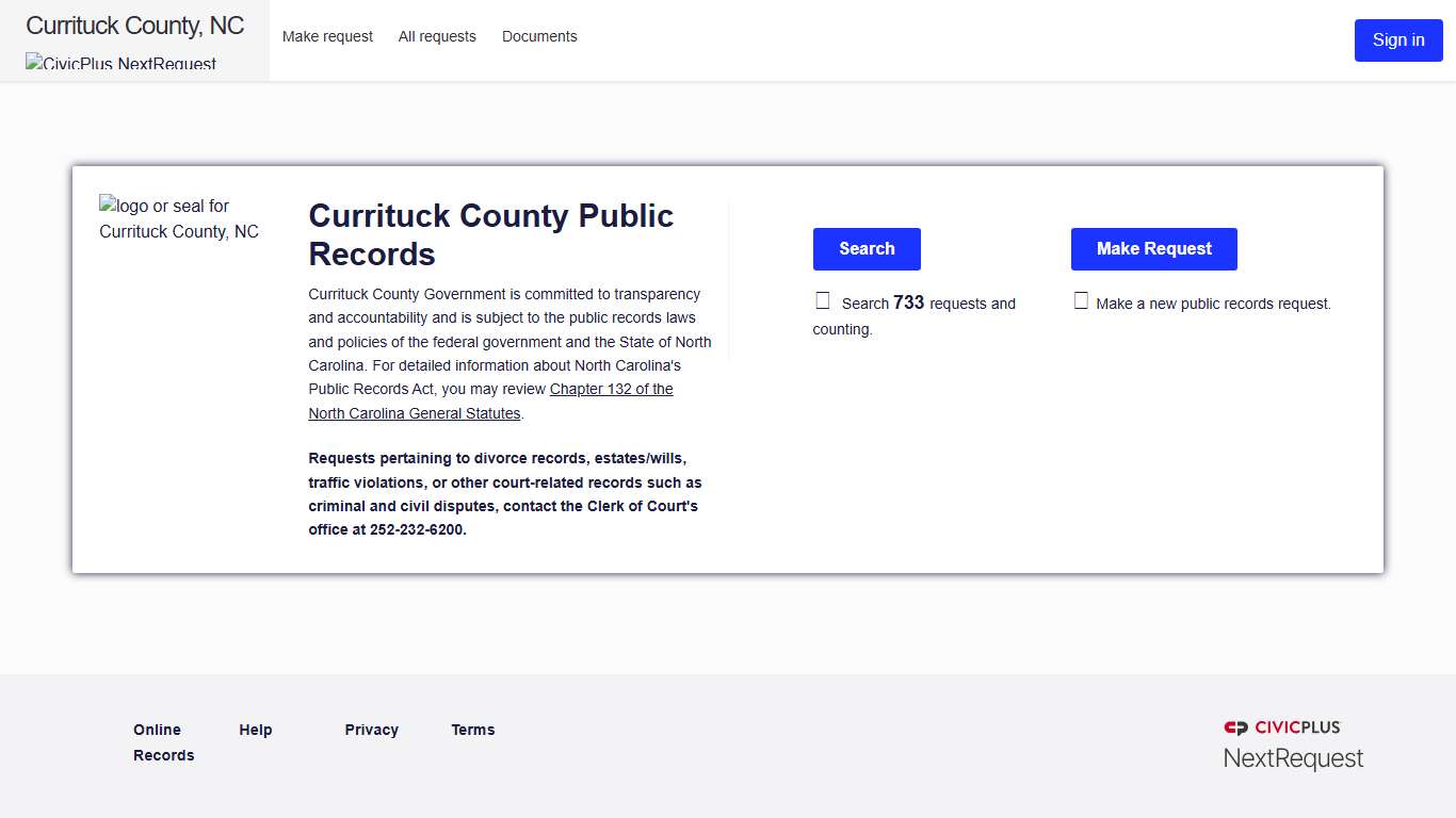 Currituck County Public RecordsNextRequest - Modern FOIA & Public Records Request Software